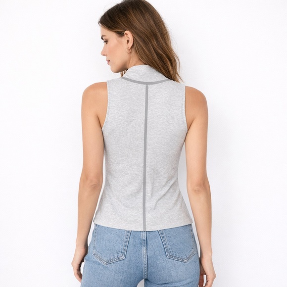 Athleta Industry Tank Top Womens Medium Grey Heather Sleeveless Athleisure Top - Picture 5 of 7